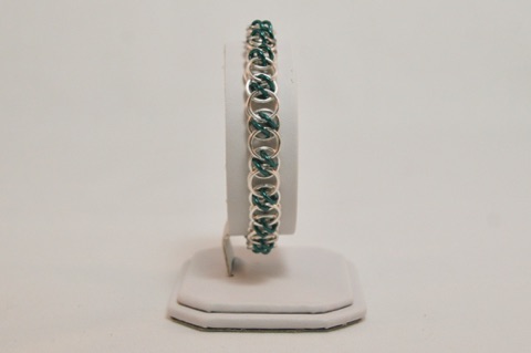 Diagonal Helm Bracelet in Emerald and Silver Enameled Copper